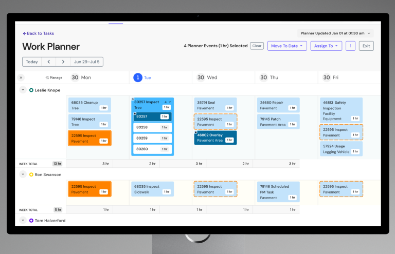 A screen shot of the MVP version of Work Planner. It only has the calendar view and not the map or grid.